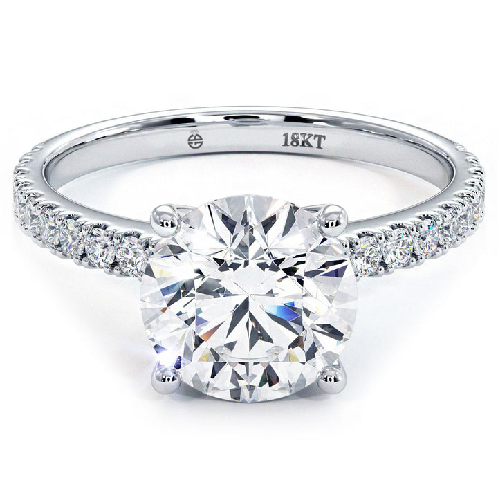 Round Brilliant Petite Micro Prong Set Diamond Engagement Ring Setting (0.42ctw) in 18k White Gold