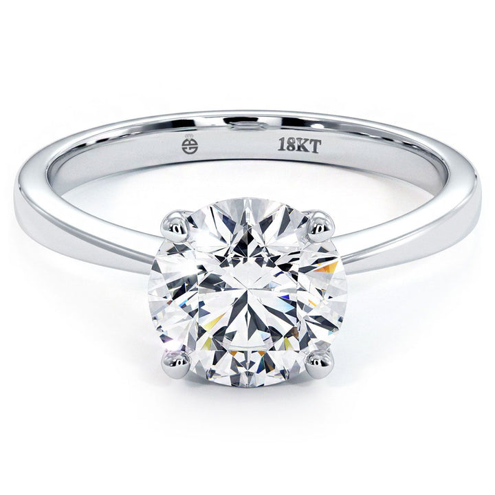 4 Prong Head for Round Cut Center, Tapered Shank, Solitaire Engagement Ring Setting in Platinum