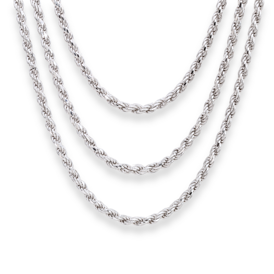 925 Sterling Silver Rope Chain and Bracelet