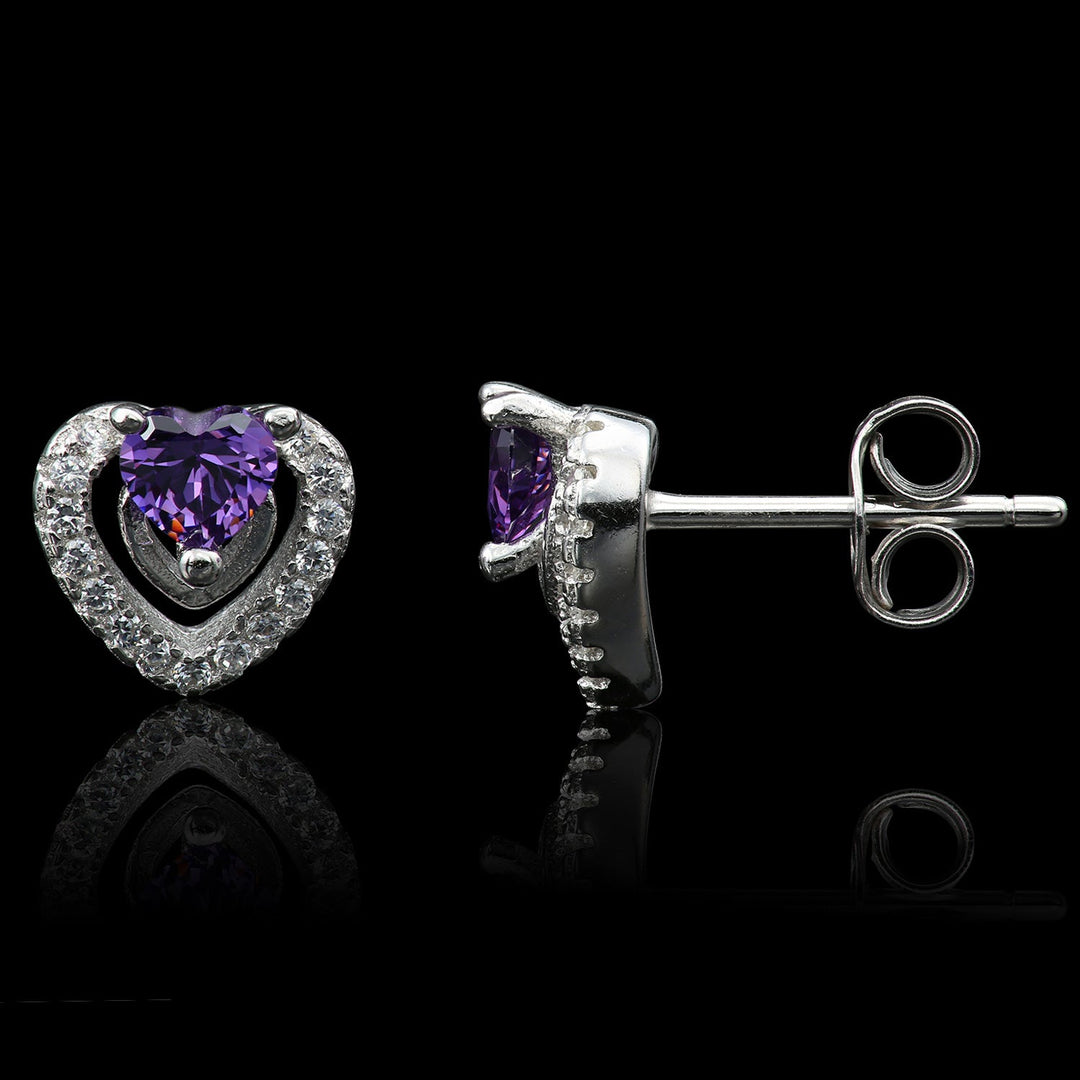 Sterling Silver Cubic Zirconia Halo Heart Earring NYE1109-2