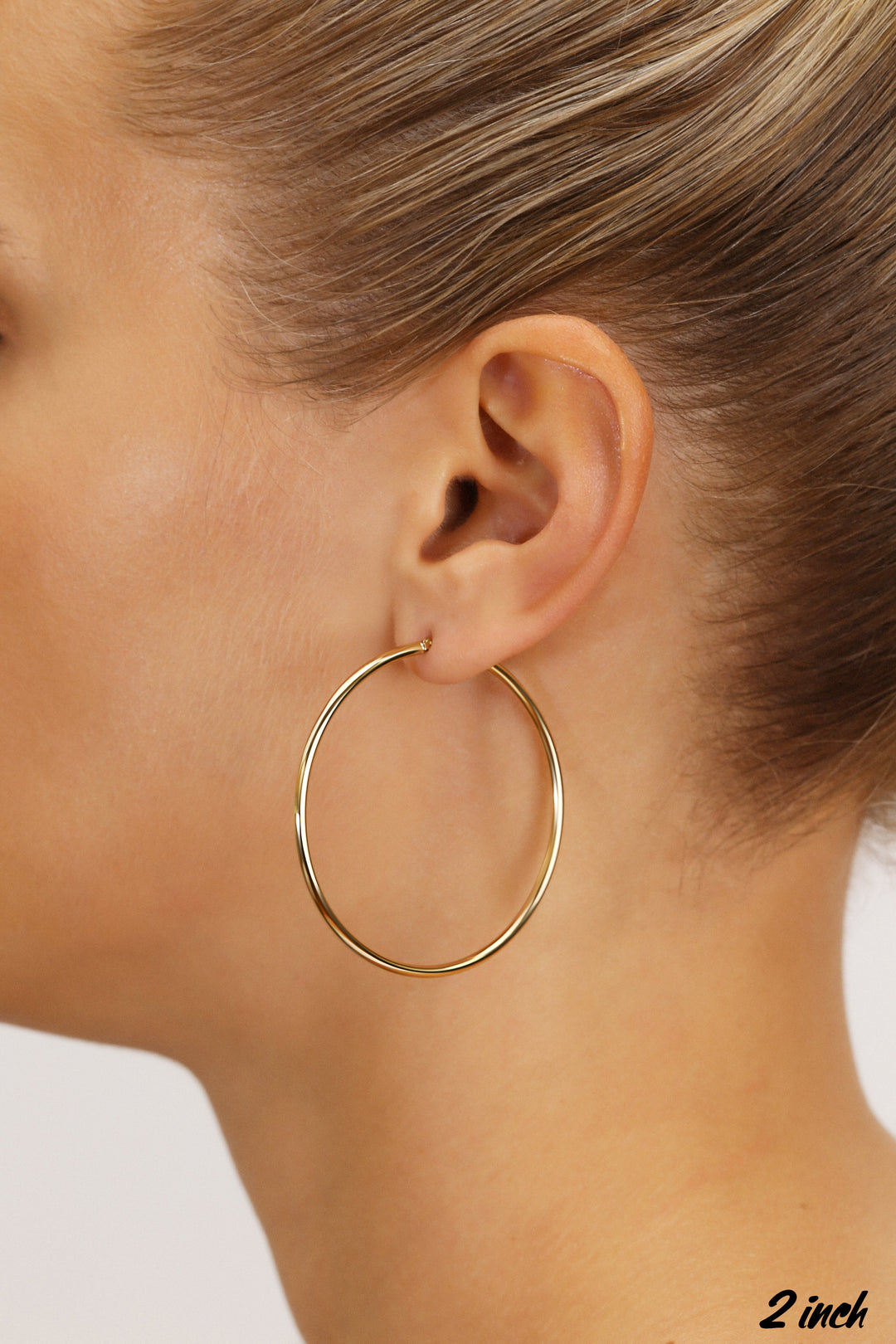 14K Yellow Gold 2 Inch Classic Polished Hoop Earrings