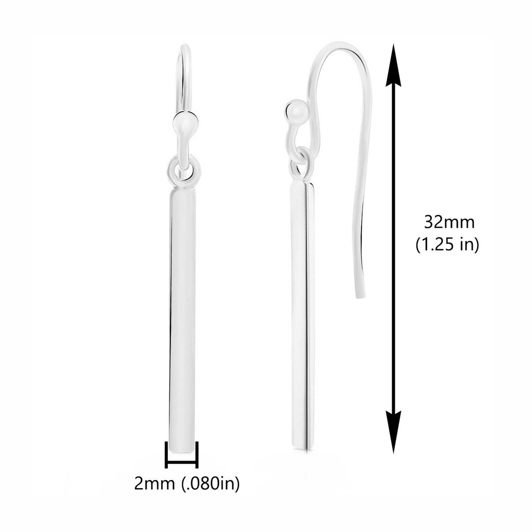 Sterling Silver Dangle Bar Earring, Yellow White and Rose