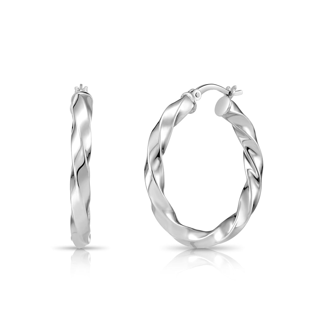 925 Sterling Silver Twisted Hoop Earrings