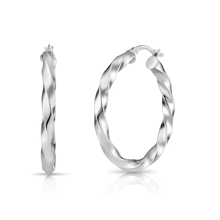 925 Sterling Silver Twisted Hoop Earrings