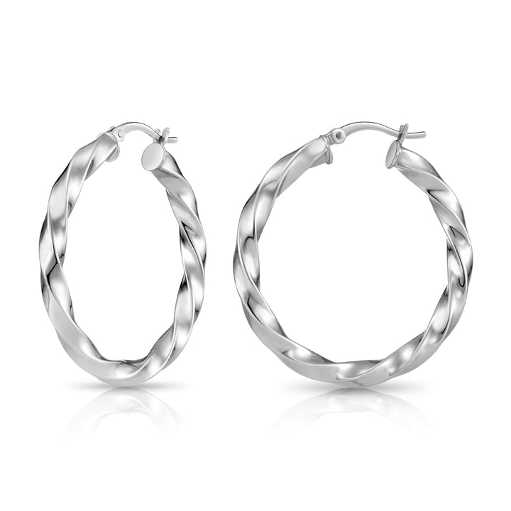 925 Sterling Silver Twisted Hoop Earrings