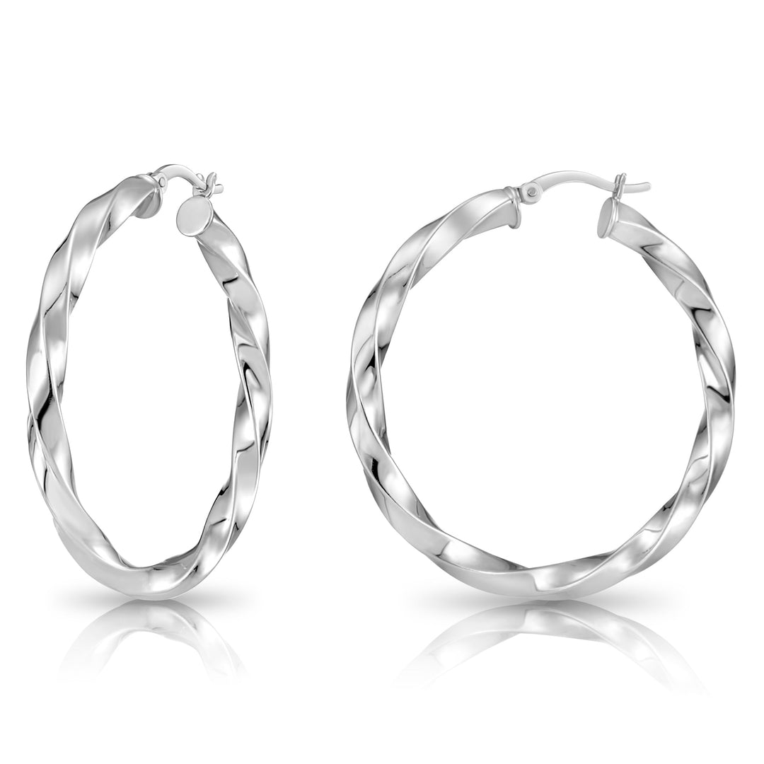925 Sterling Silver Twisted Hoop Earrings