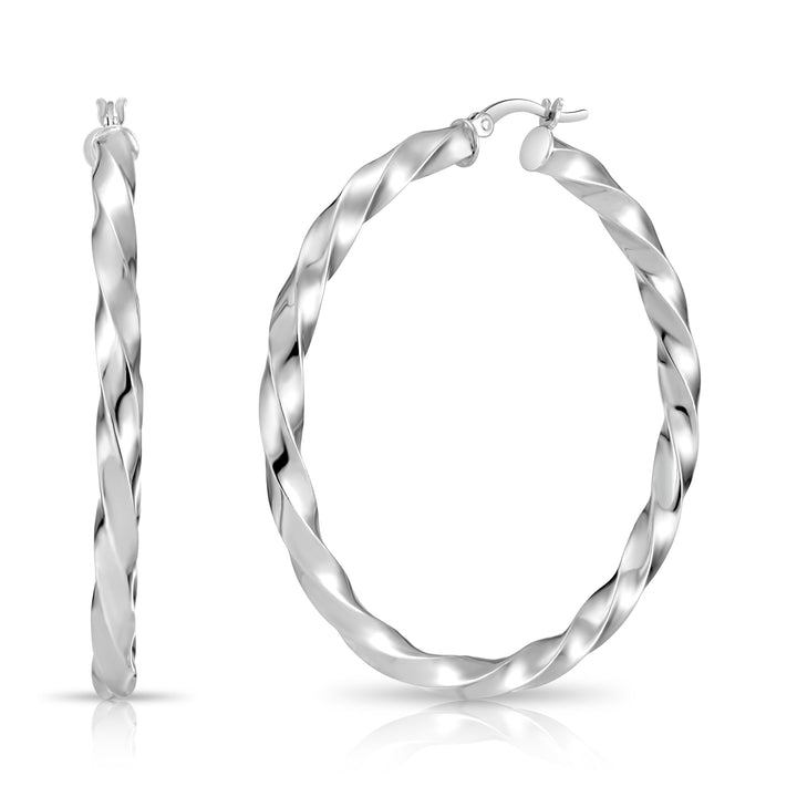 925 Sterling Silver Twisted Hoop Earrings