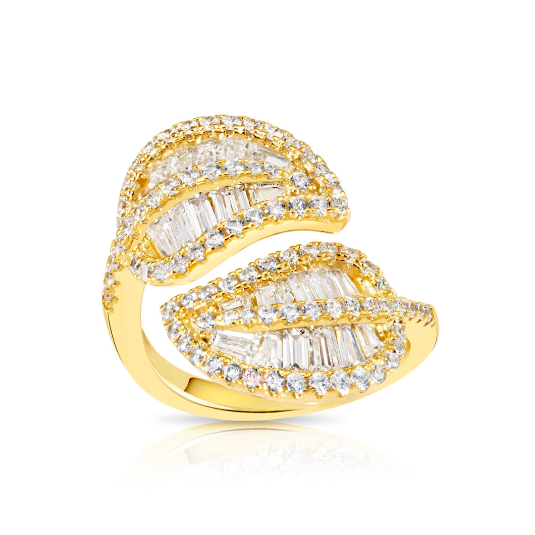 Sterling Silver Cubic Zirconia Leaf Ring