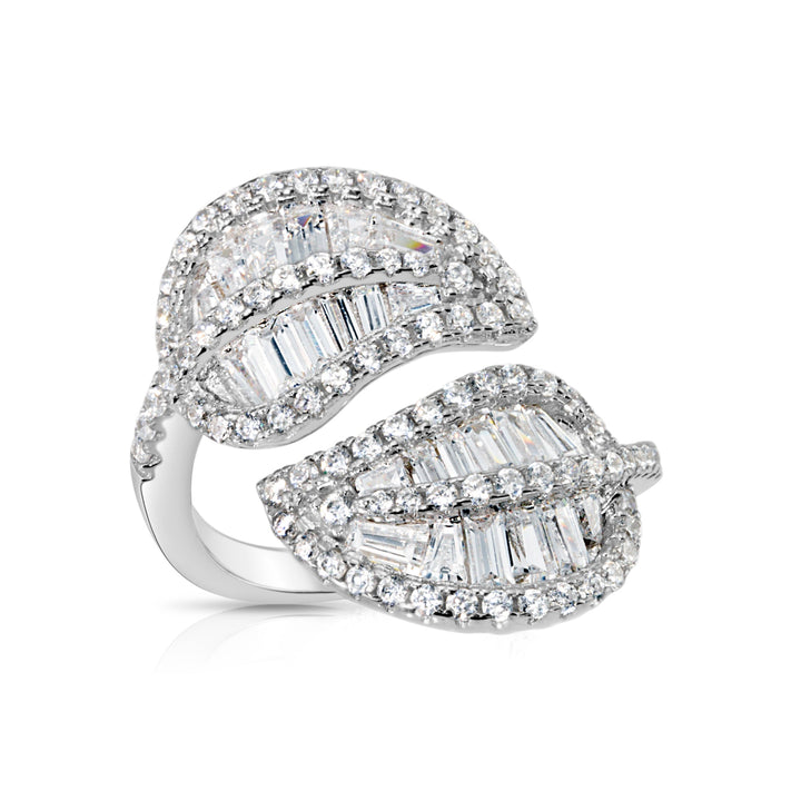 Sterling Silver Cubic Zirconia Leaf Ring