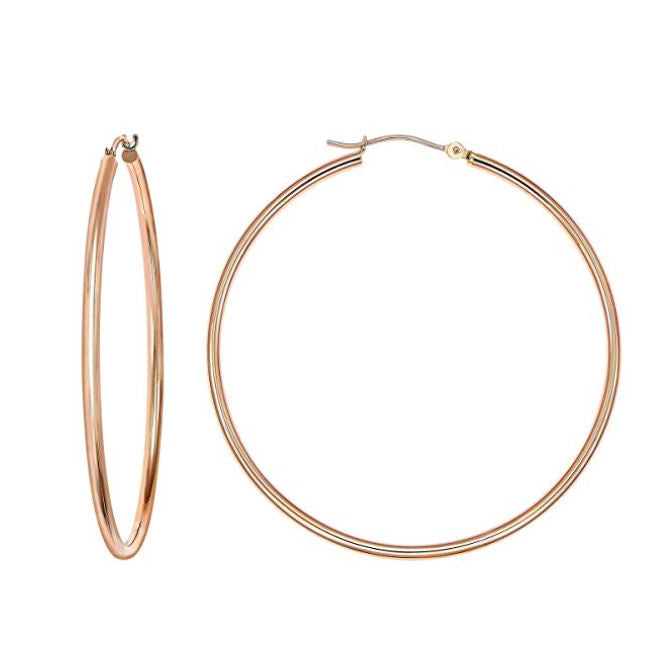 14K Yellow Gold 2 Inch Classic Polished Hoop Earrings