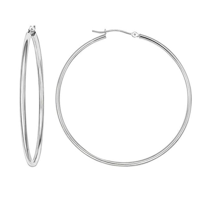 14K Yellow Gold 2 Inch Classic Polished Hoop Earrings