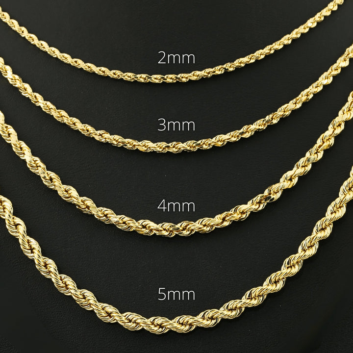 10K Yellow Gold Rope Chain and Bracelet