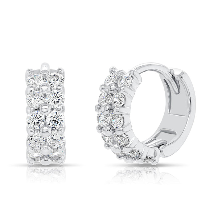 925 Sterling Silver Cubic Zirconia Huggie Hoops