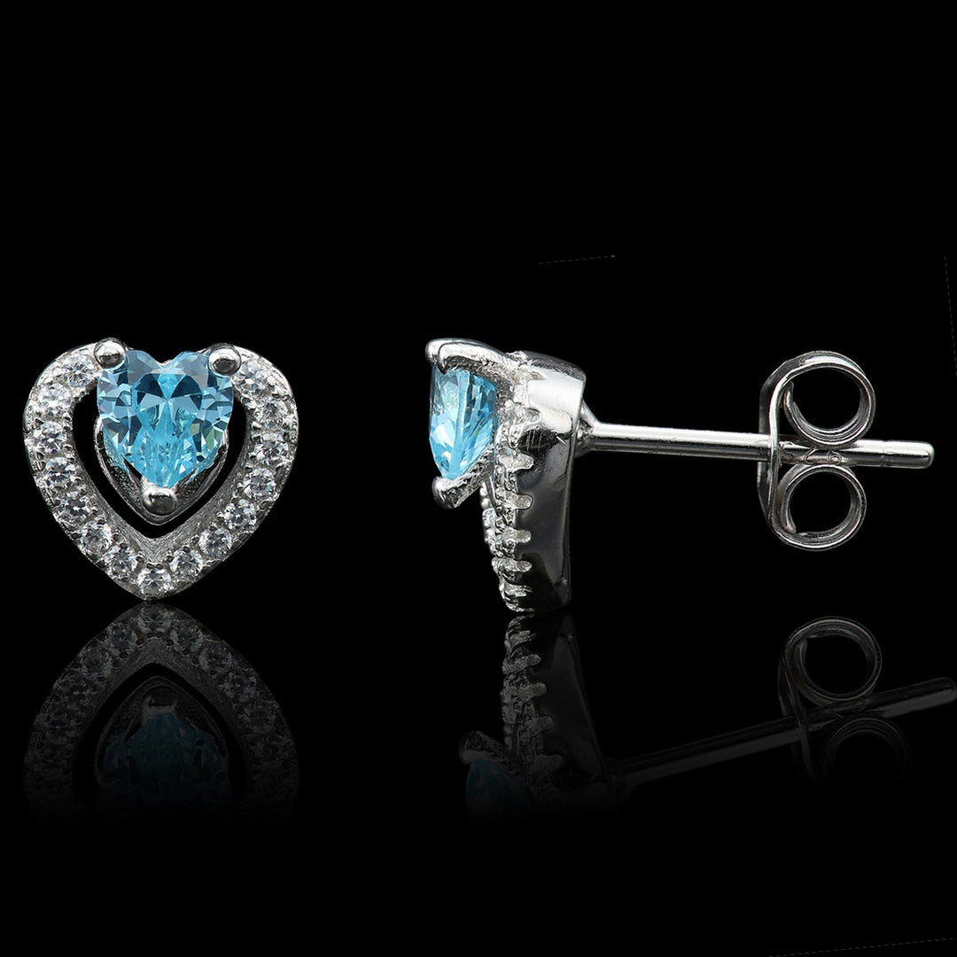 Sterling Silver Cubic Zirconia Halo Heart Earring NYE1109-3