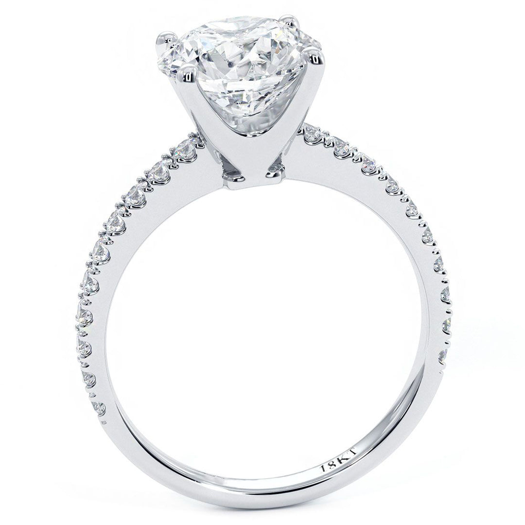 Round Brilliant Petite Micro Prong Set Diamond Engagement Ring Setting (0.42ctw) in 18k White Gold