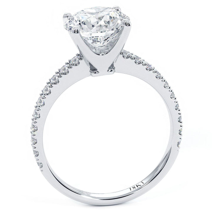 Round Brilliant Petite Micro Prong Set Diamond Engagement Ring Setting (0.42ctw) in 18k White Gold
