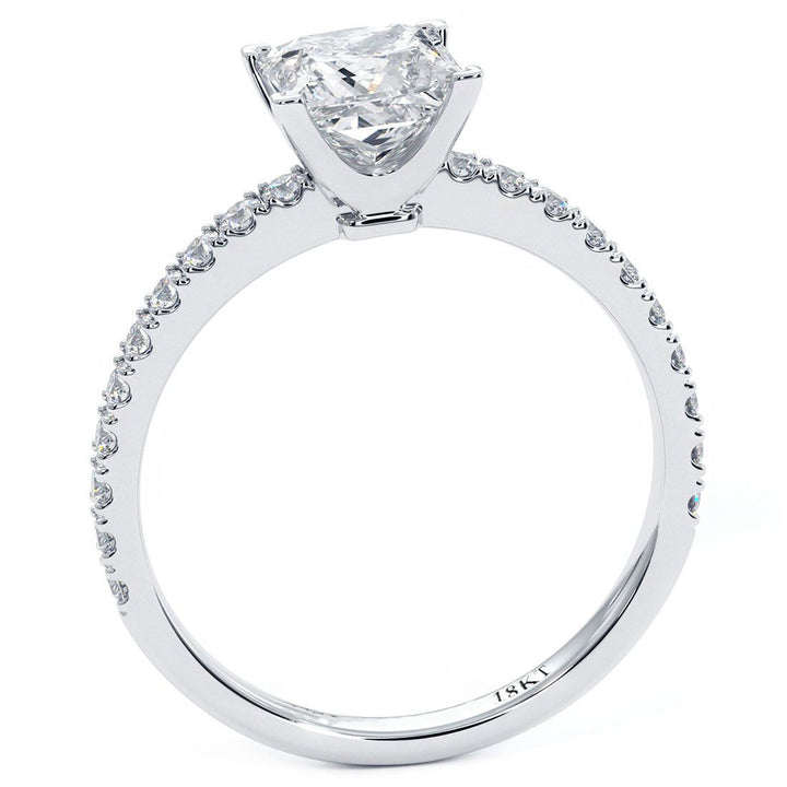 Princess Cut Petite Micro Prong Set Diamond Engagement Ring Setting (0.30ctw) in 18k White Gold