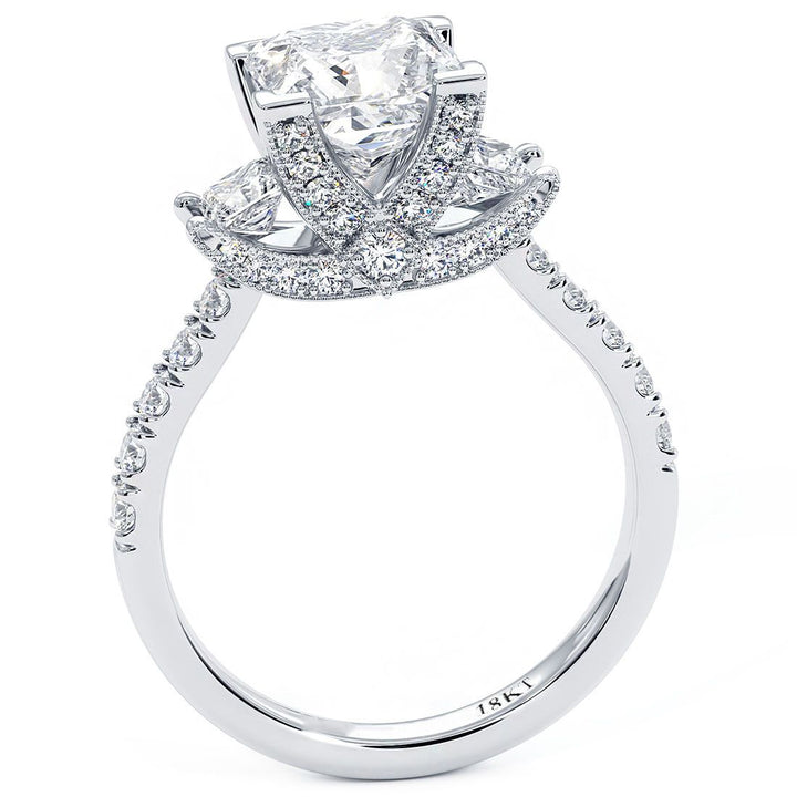 Princess Cut Three Stone Diamond Engagement Ring Setting (1.05ctw) in 18k White Gold