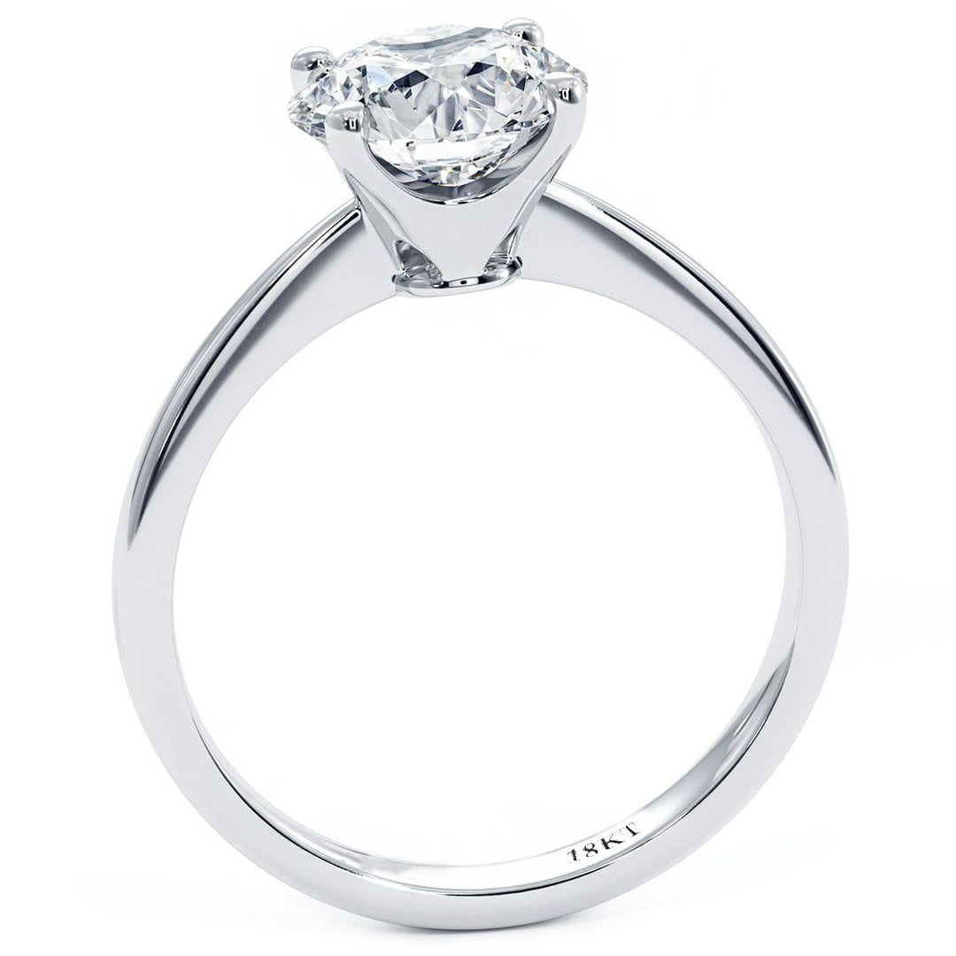 4 Prong Head for Round Cut Center, Tapered Shank, Solitaire Engagement Ring Setting in Platinum