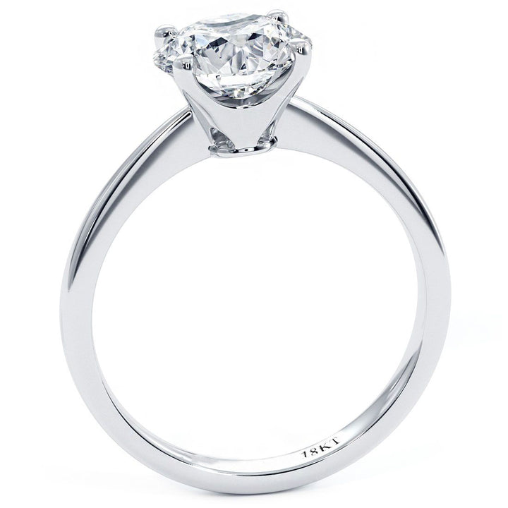 4 Prong Head for Round Cut Center, Tapered Shank, Solitaire Engagement Ring Setting in Platinum