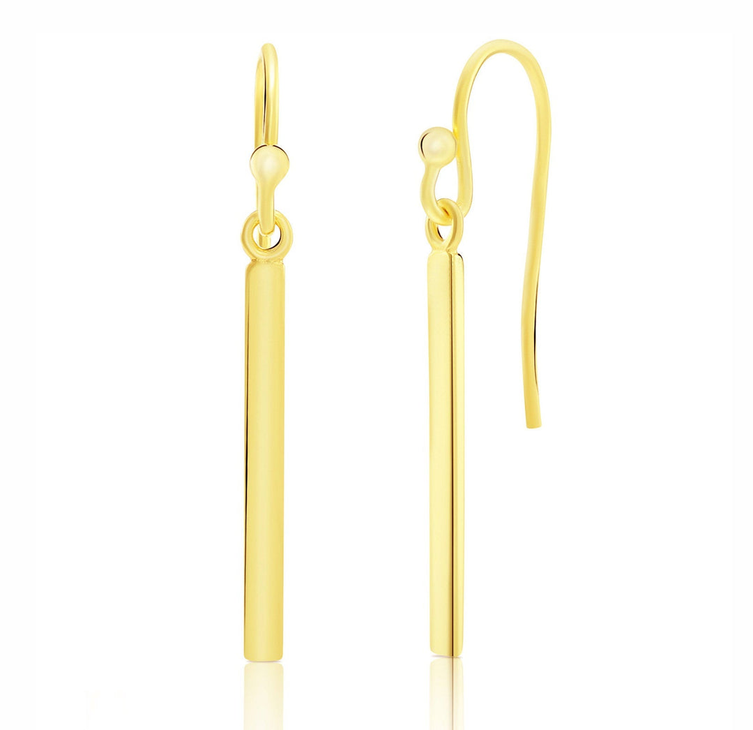 Sterling Silver Dangle Bar Earring, Yellow White and Rose