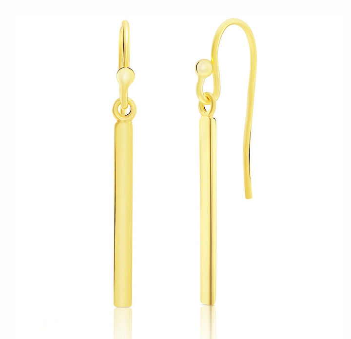 Sterling Silver Dangle Bar Earring, Yellow White and Rose