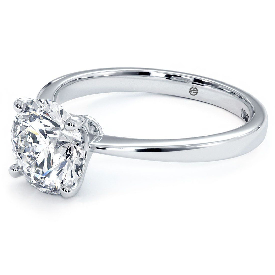 4 Prong Head for Round Cut Center, Tapered Shank, Solitaire Engagement Ring Setting in Platinum