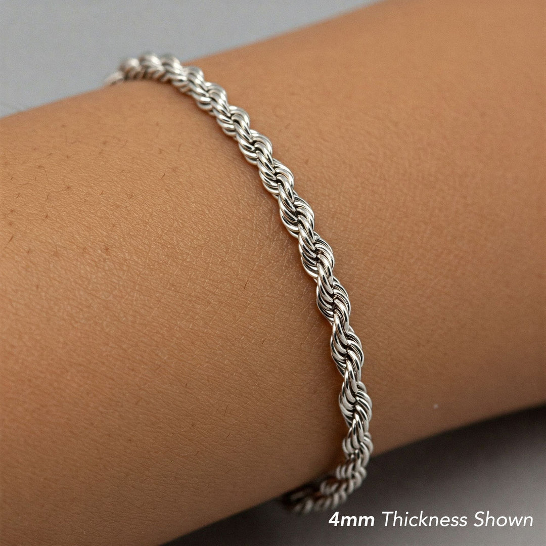 925 Solid Sterling Silver Rope Bracelet