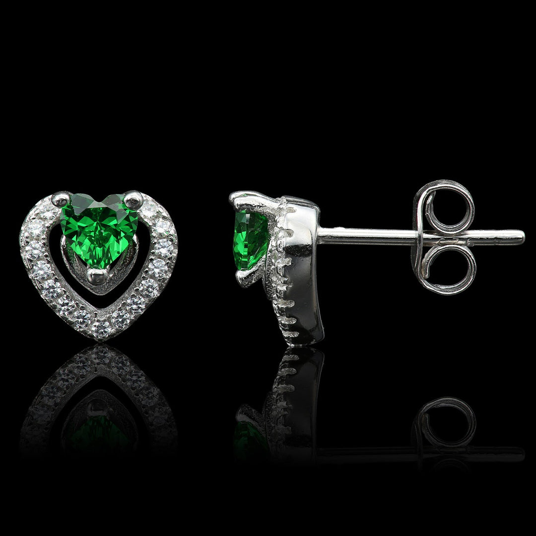 Sterling Silver Cubic Zirconia Halo Heart Earring NYE1109-5