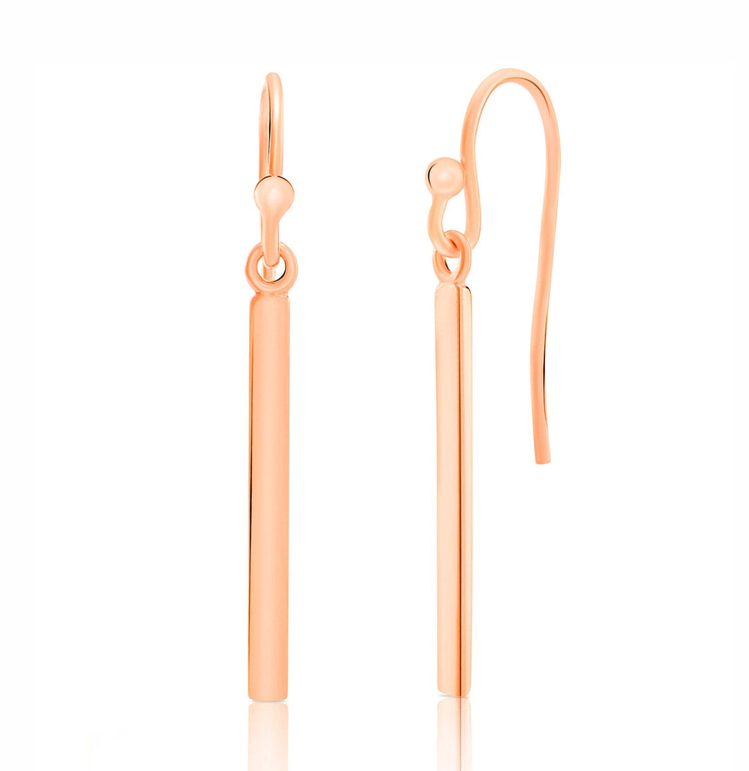 Sterling Silver Dangle Bar Earring, Yellow White and Rose