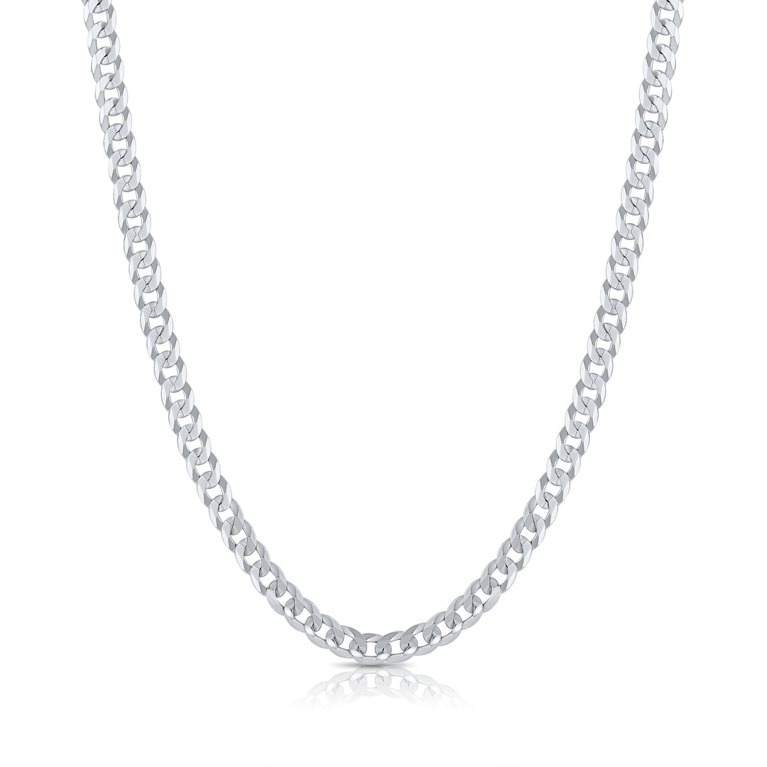 925 Curb Chain - Made in Italy - Rhodium Plated Sterling Silver - LIVE SILVER PRICE