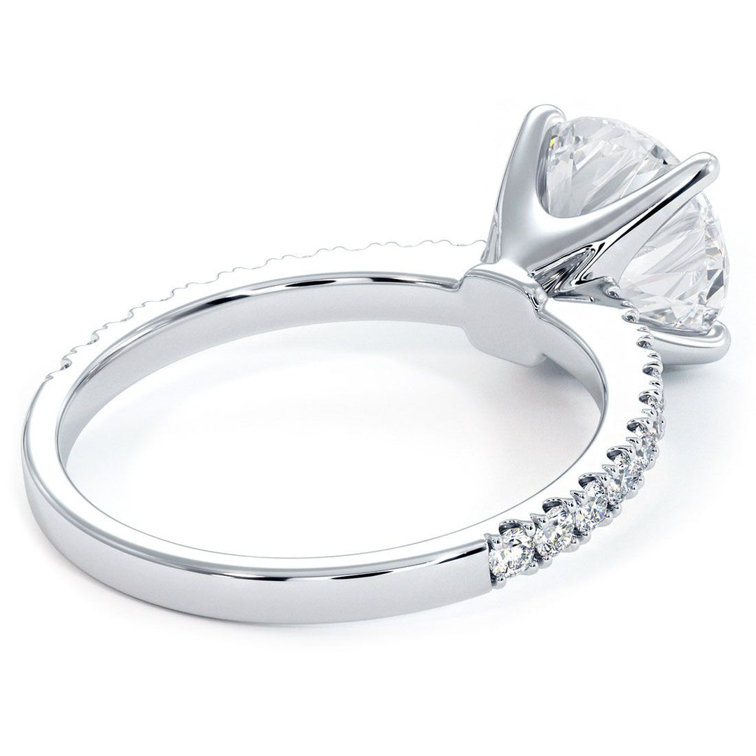 Round Brilliant Petite Micro Prong Set Diamond Engagement Ring Setting (0.42ctw) in 18k White Gold