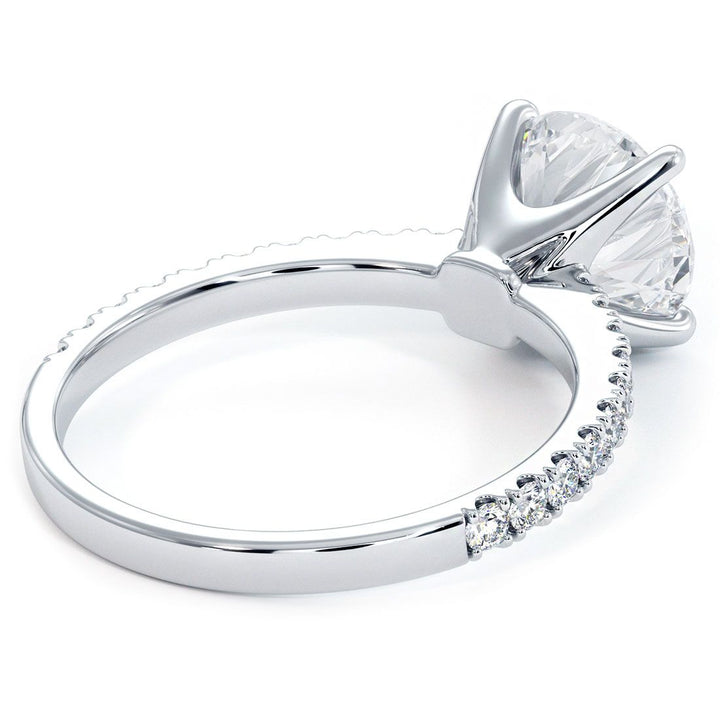 Round Brilliant Petite Micro Prong Set Diamond Engagement Ring Setting (0.42ctw) in 18k White Gold