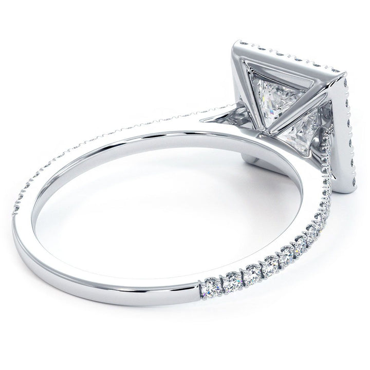 Princess Cut Micropavé Halo Diamond Engagement Ring Setting (0.40ctw) in 18k White Gold