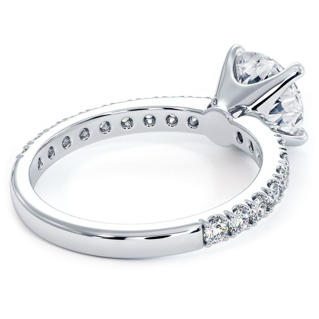 Round Brilliant Micro Prong Set Diamond Engagement Ring Setting (0.57ctw) in 18k White Gold