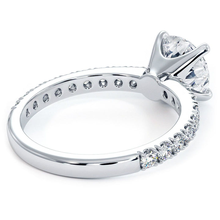 Round Brilliant Micro Prong Set Diamond Engagement Ring Setting (0.57ctw) in 18k White Gold