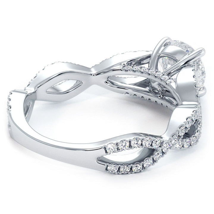 Round Brilliant Infinity Twist Cathedral Diamond Engagement Ring Setting (0.50ctw) in 18k White Gold