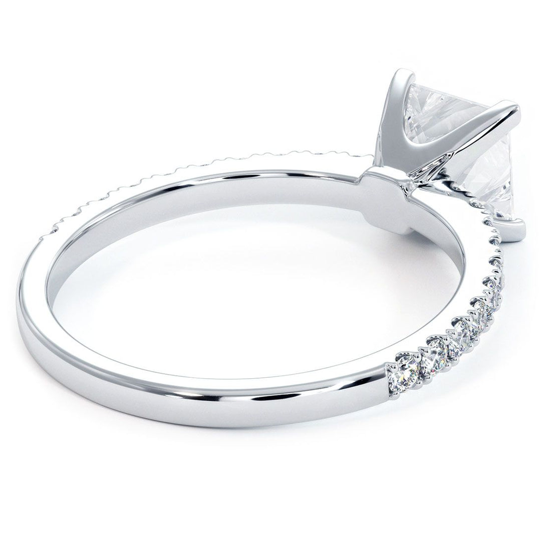Princess Cut Petite Micro Prong Set Diamond Engagement Ring Setting (0.30ctw) in 18k White Gold
