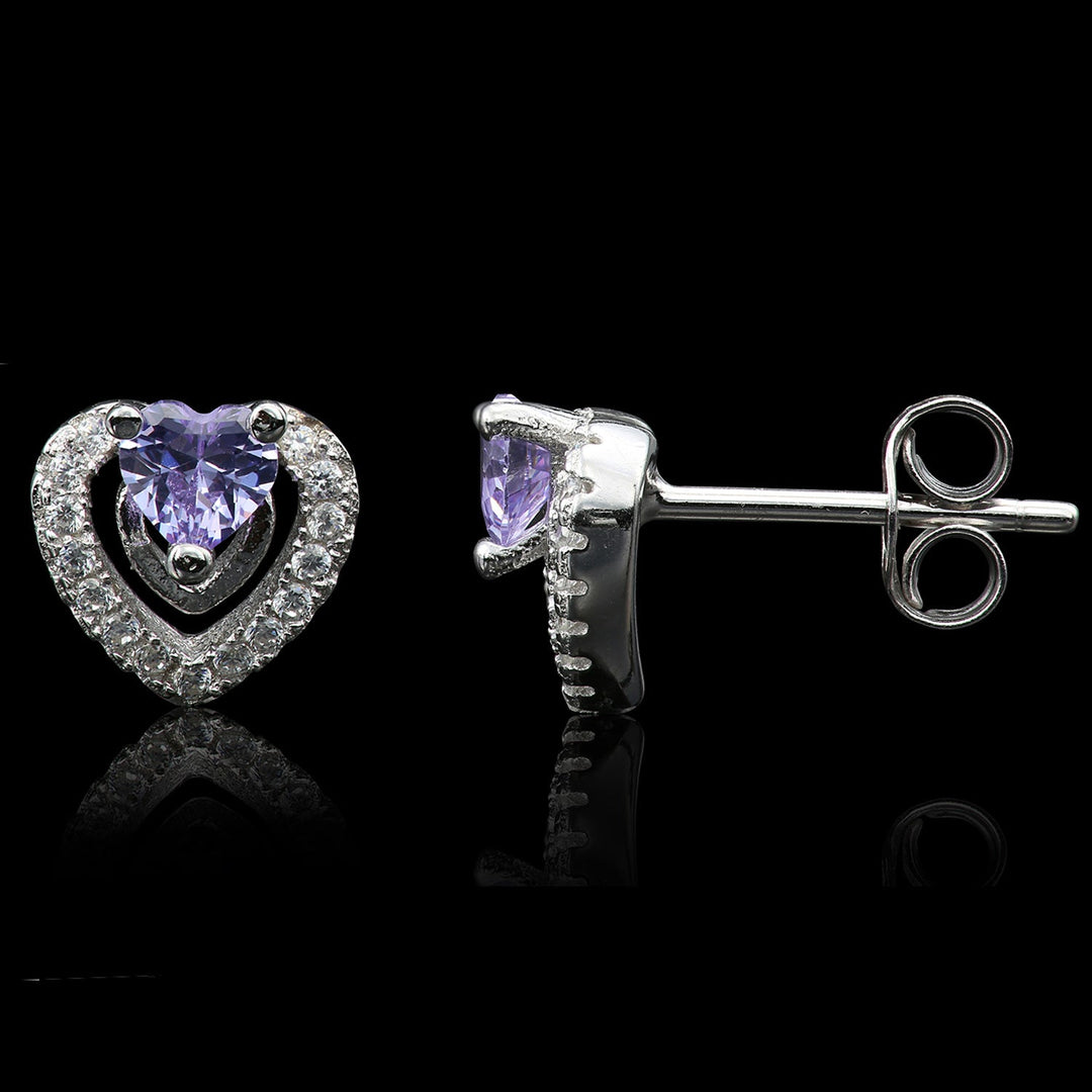 Sterling Silver Cubic Zirconia Halo Heart Earring NYE1109-6