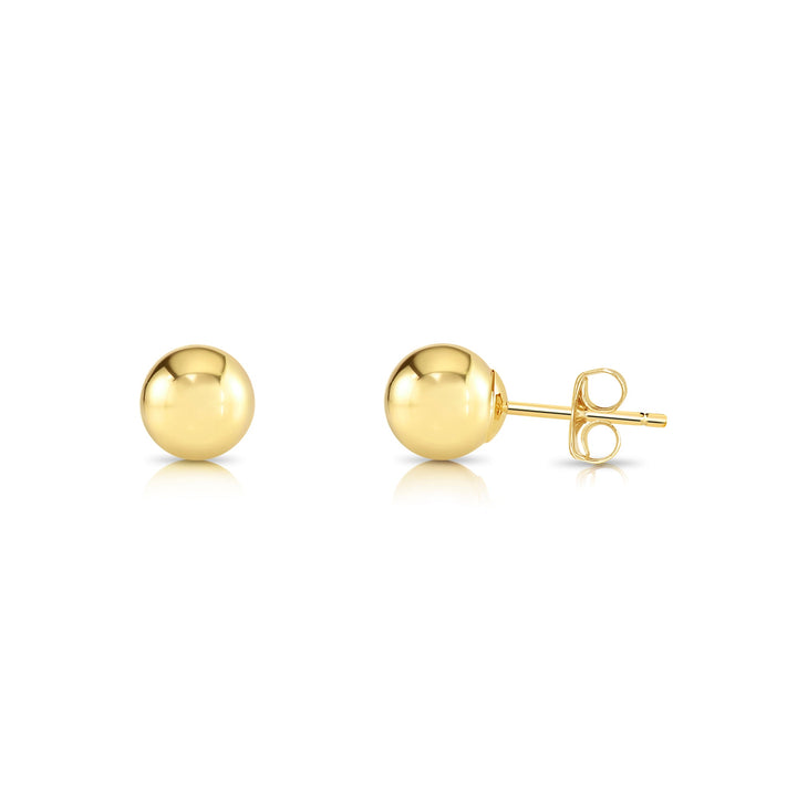 14k Yellow Gold Classic Ball Stud Earrings - Pushback