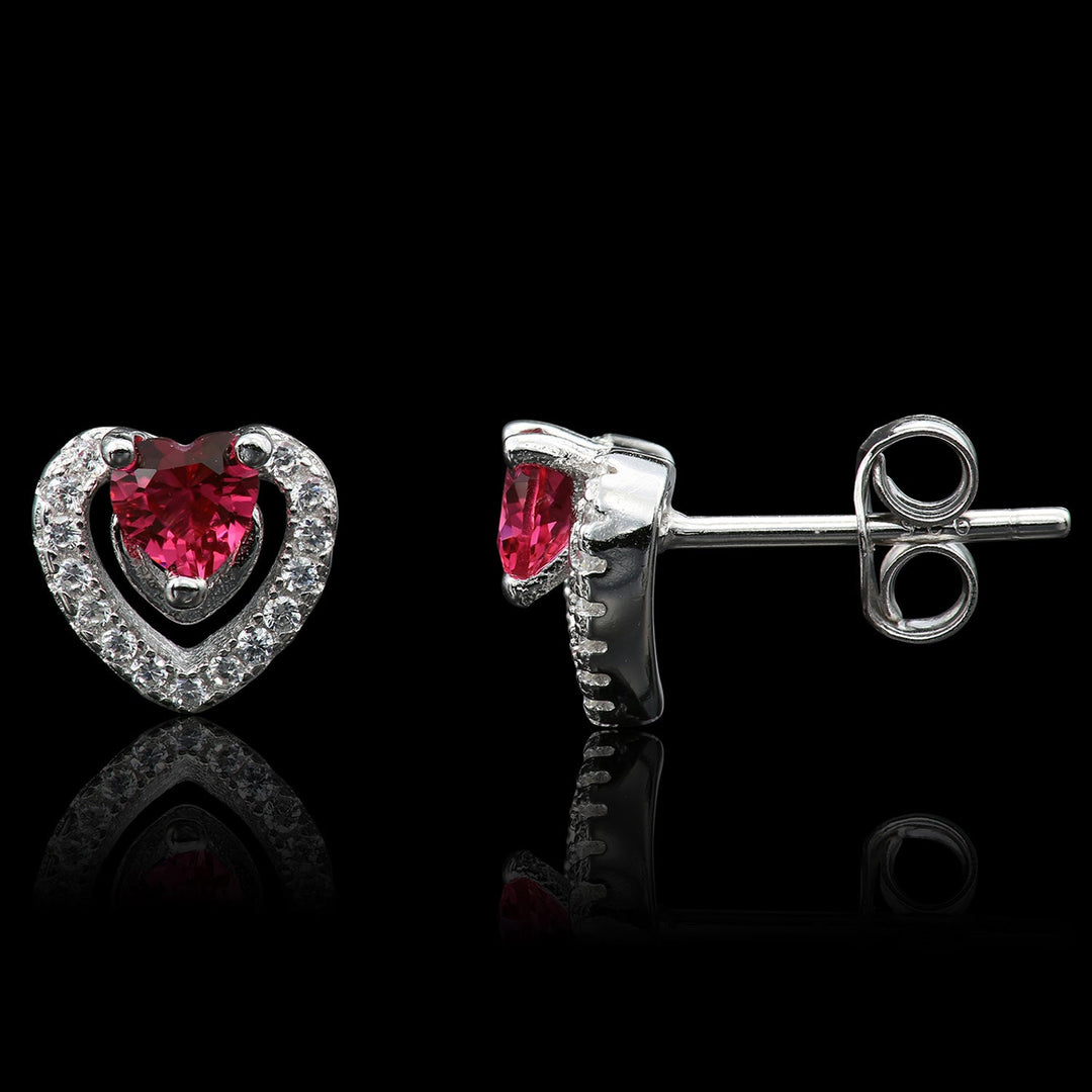 Sterling Silver Cubic Zirconia Halo Heart Earring NYE1109-7