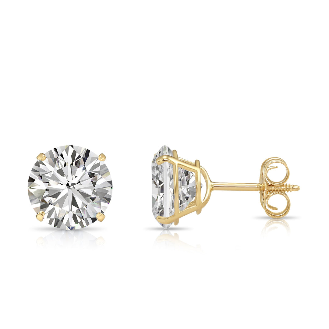 14k Yellow Gold Solitaire Cubic Zirconia Stud Earrings with Push-on / Screw-off