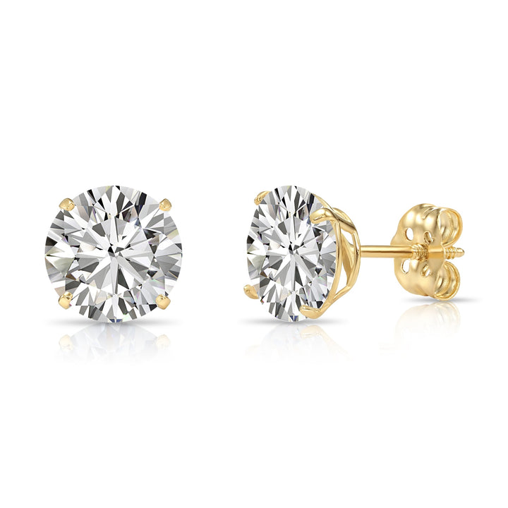 14k Yellow Gold Solitaire Cubic Zirconia Stud Earrings with Push-on / Screw-off