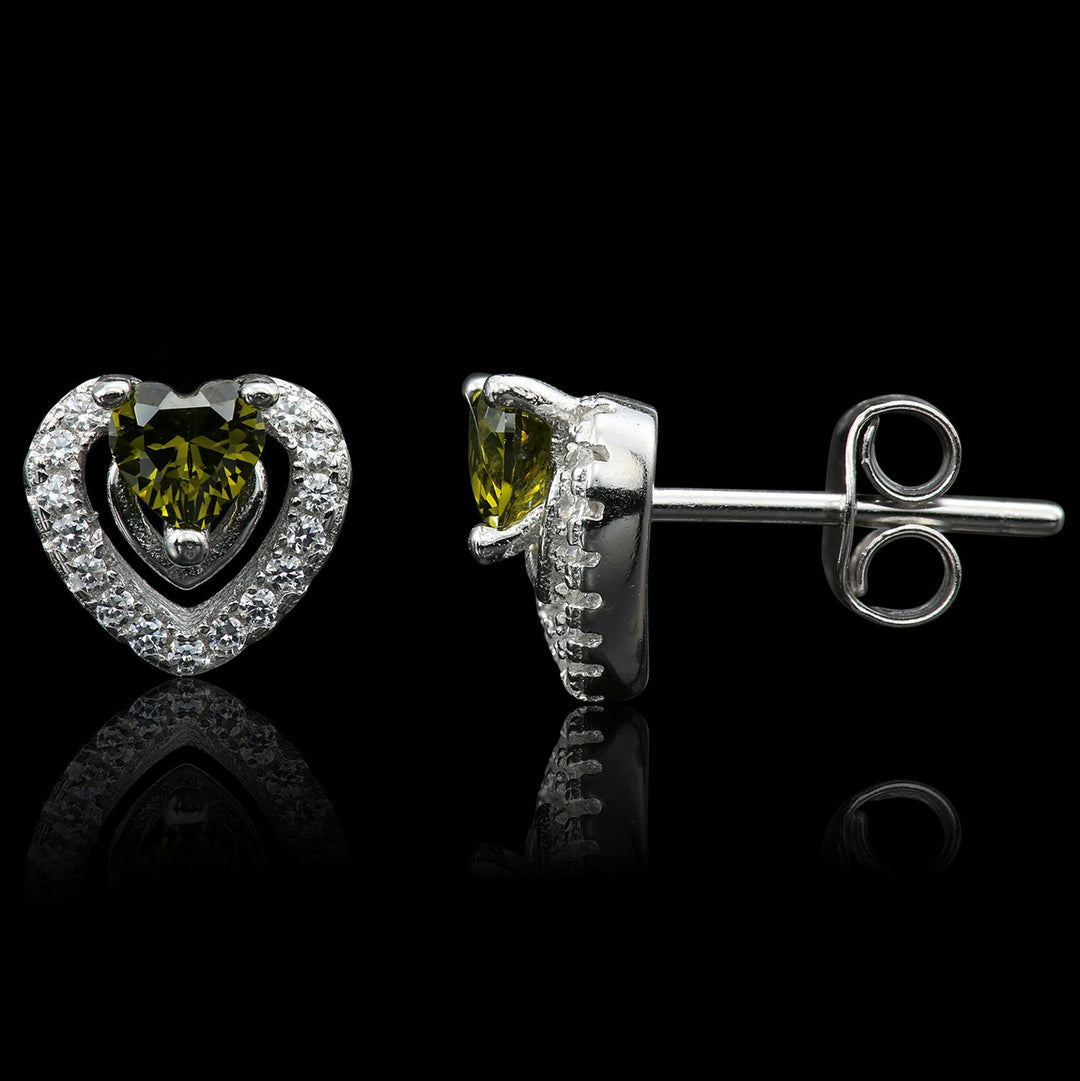Sterling Silver Cubic Zirconia Halo Heart Earring NYE1109-8