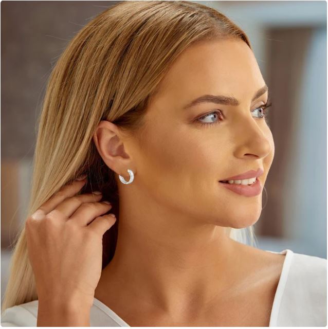 925 Sterling Silver Classic Wide Huggie Hoops Earrings