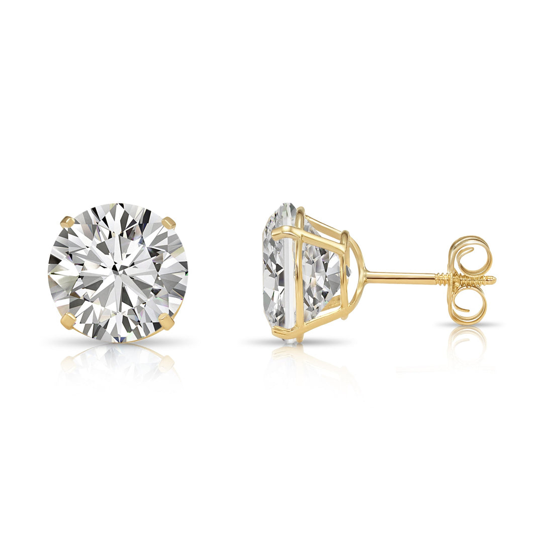 14k Yellow Gold Solitaire Cubic Zirconia Stud Earrings with Push-on / Screw-off