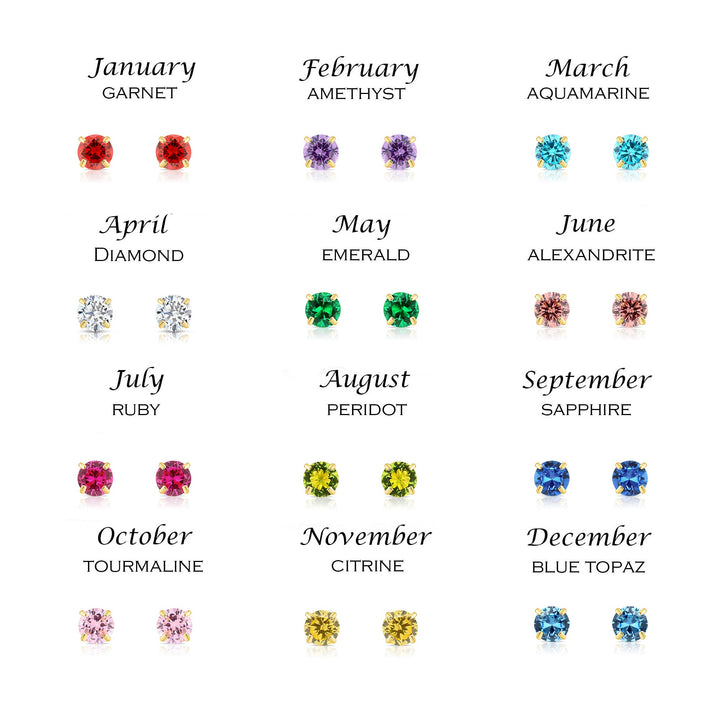 14k Yellow Gold Cubic Zirconia Birthstone Stud Earring - PUSHBACK - 3MM