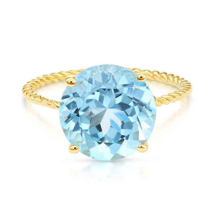14k Gold Sky Blue Semi-precious Gemstone Ring
