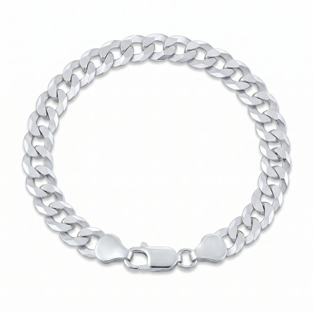 925 Curb Chain - Made in Italy - Rhodium Plated Sterling Silver - LIVE SILVER PRICE