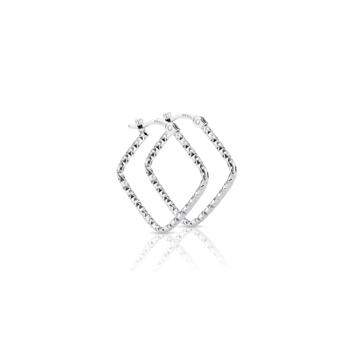 925 Sterling Silver Square Twisted Hoop Earrings